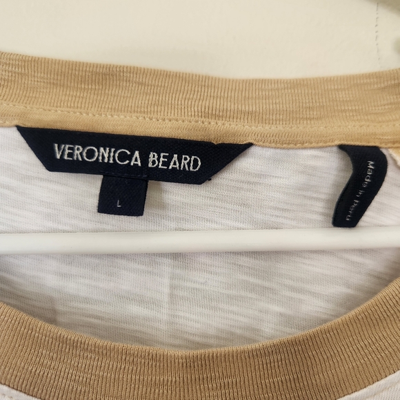 Veronia beard Mason Baseball Tee In Stone Khaki white size large - Picture 4 of 5